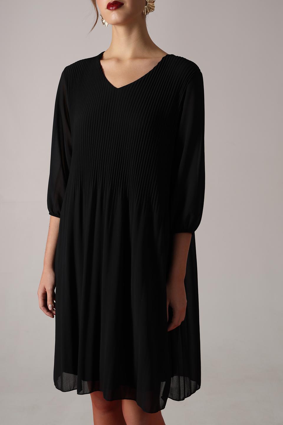 Платье Bianca плиссированное чёрное