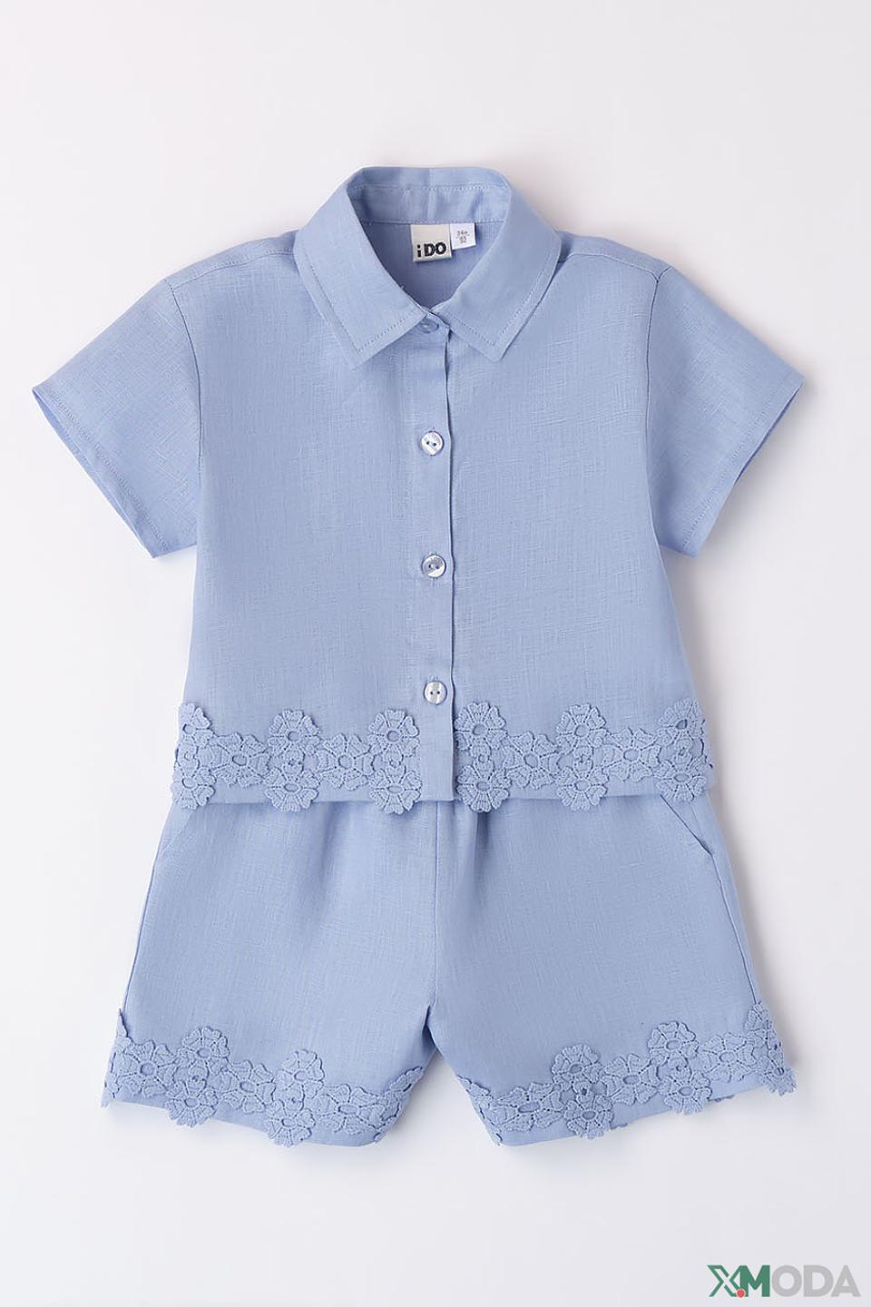 Комплект Ido с цветочной отделкой голубой