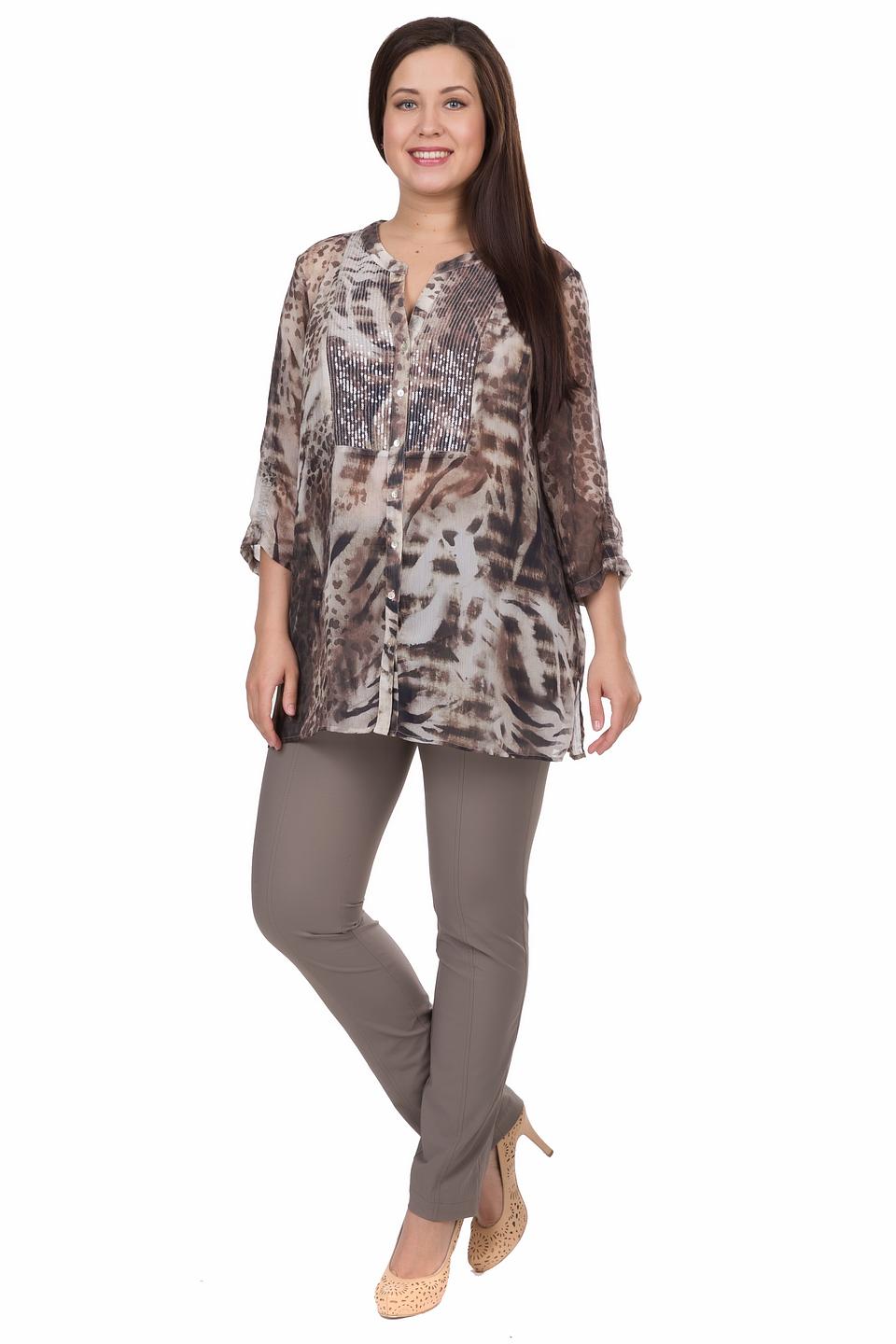 Блуза Gelco с принтом и пайетками, коричневая