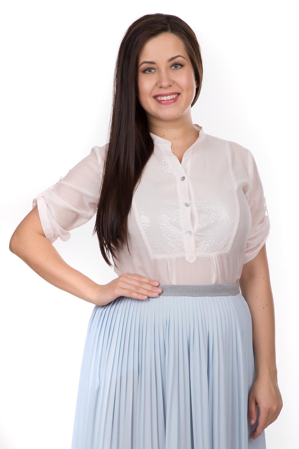 Блуза Tuzzi розовая с пайетками, с коротким рукавом