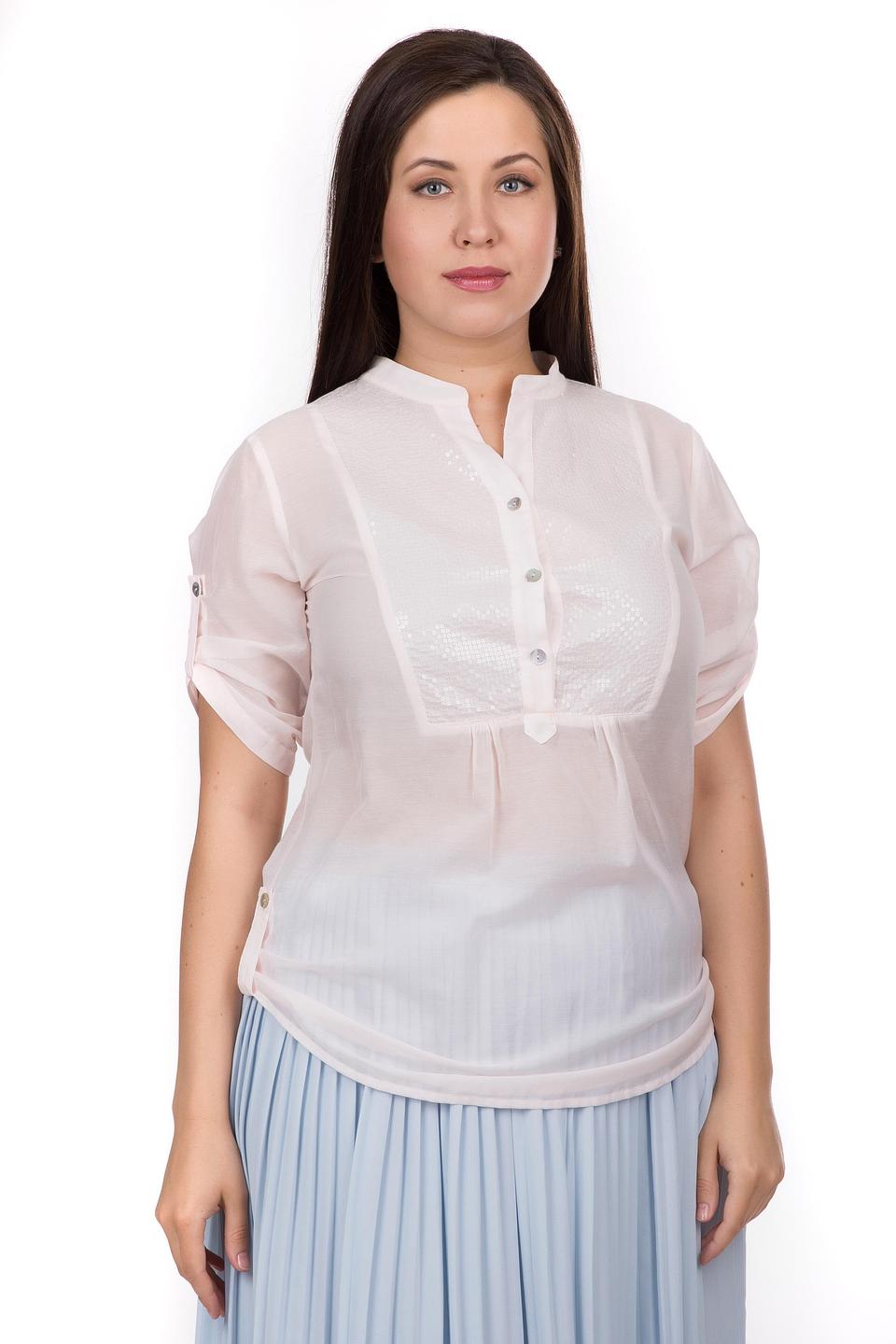 Блуза Tuzzi розовая с пайетками, с коротким рукавом