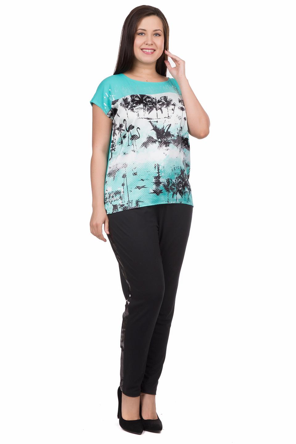 Блуза Samoon бирюзовая с принтом