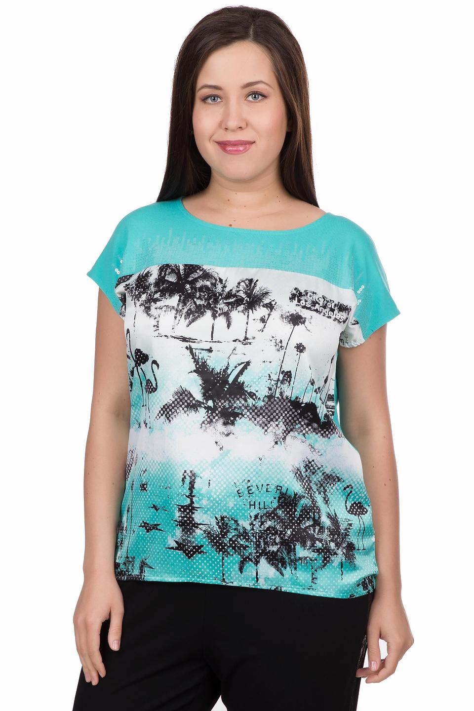 Блуза Samoon бирюзовая с принтом