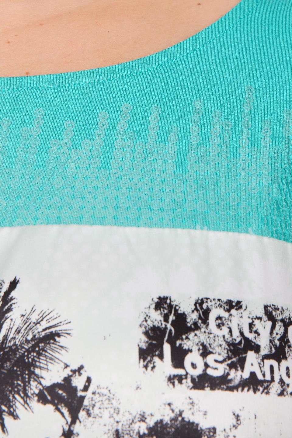 Блуза Samoon бирюзовая с принтом