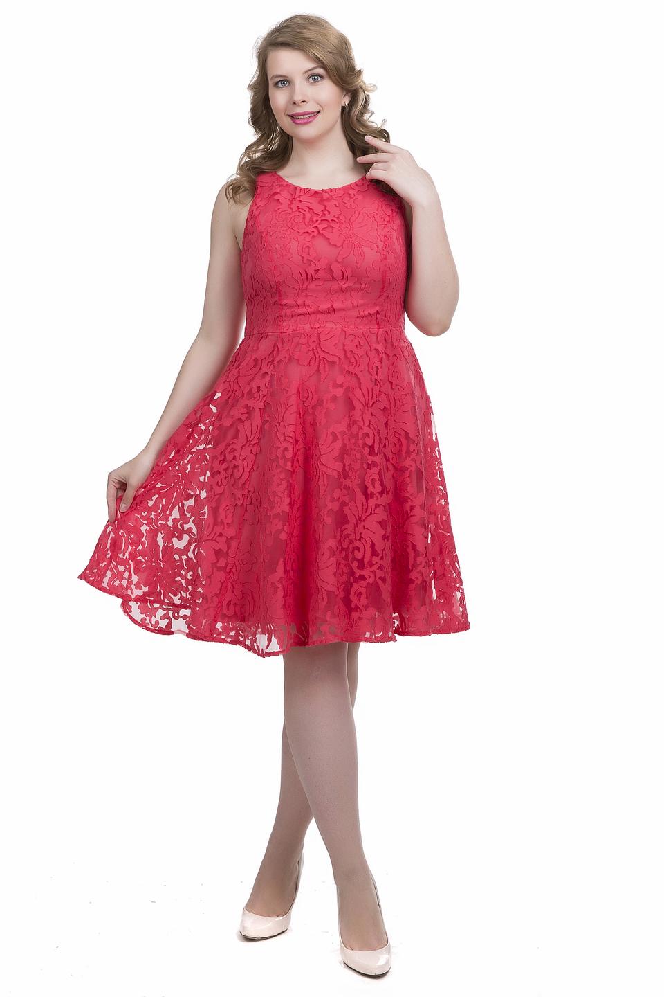 Платье s.Oliver PREMIUM кружевное малиновое