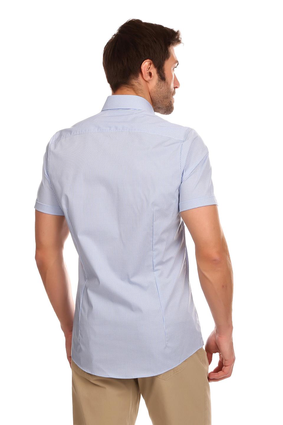 Olymp Рубашка короткий рукав голубая в клетку