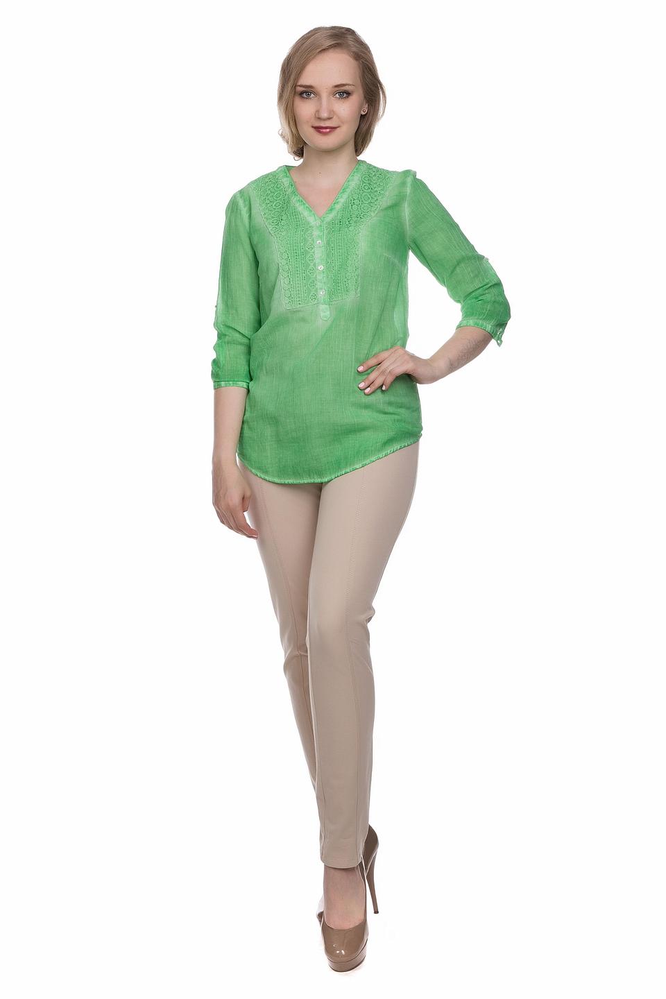 Блуза Apanage, зелёная, с кружевом