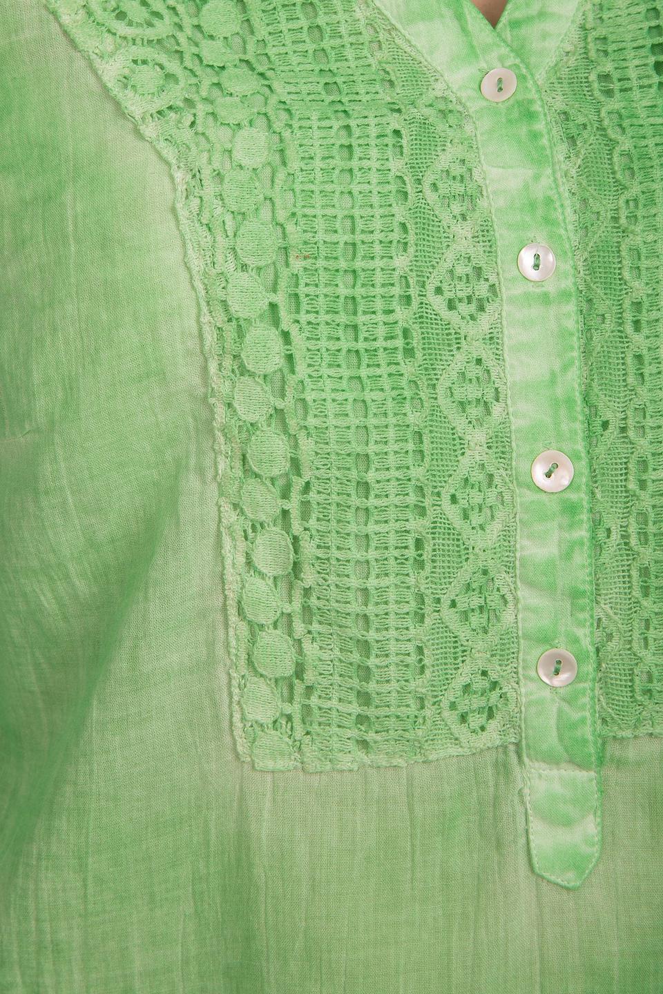 Блуза Apanage, зелёная, с кружевом