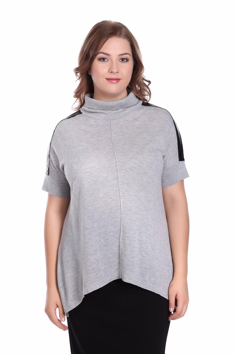 Пуловер Pezzo с черными вставками серый