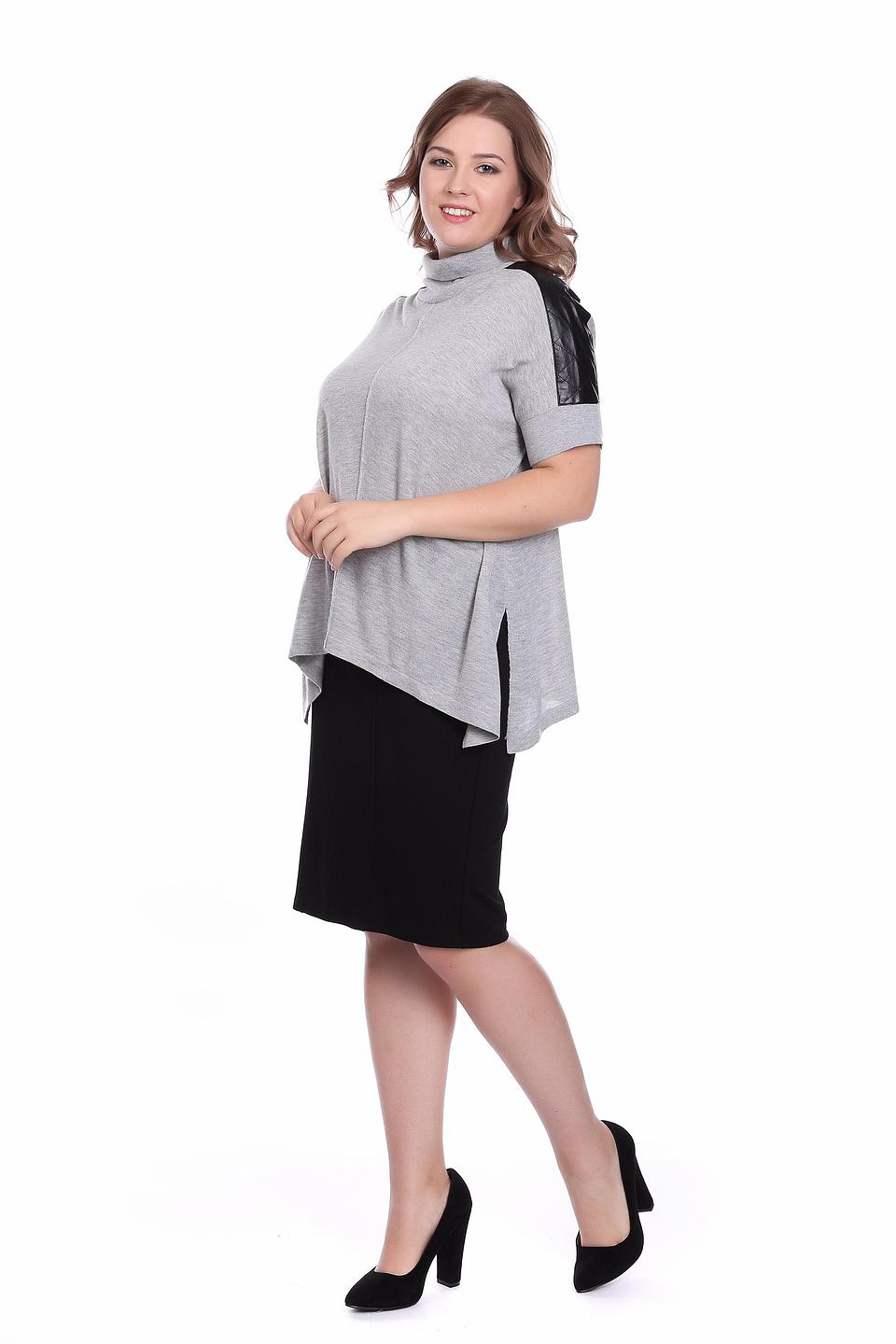 Пуловер Pezzo с черными вставками серый