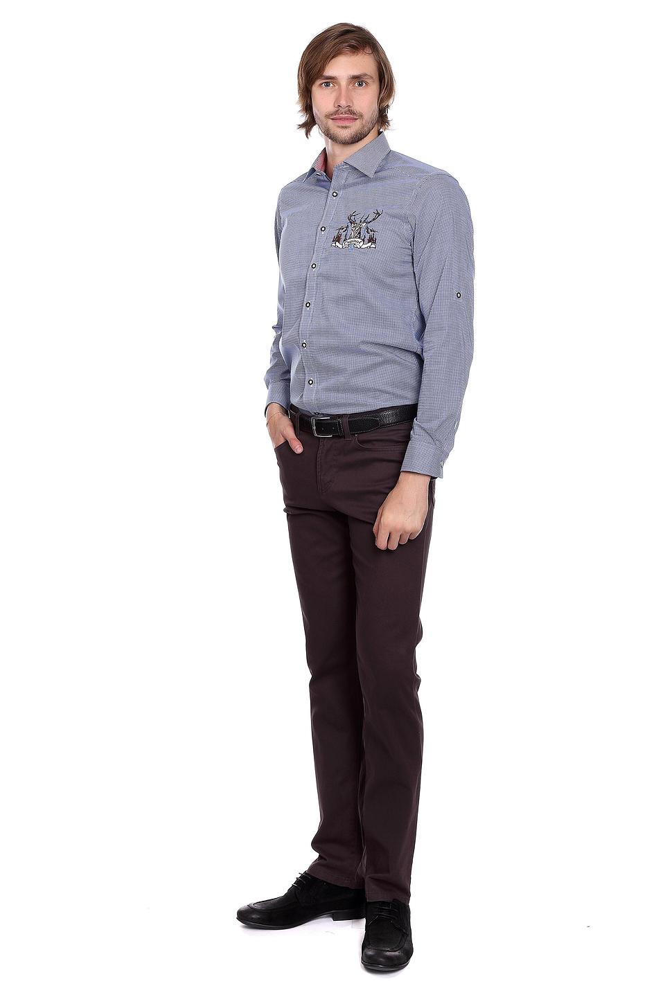 Рубашка Olymp с вышивкой синяя