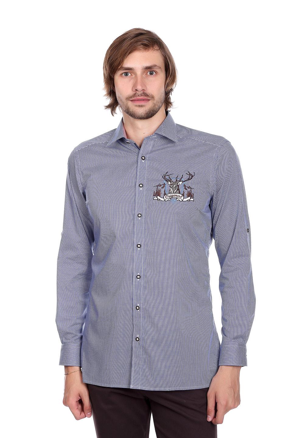 Рубашка Olymp с вышивкой синяя