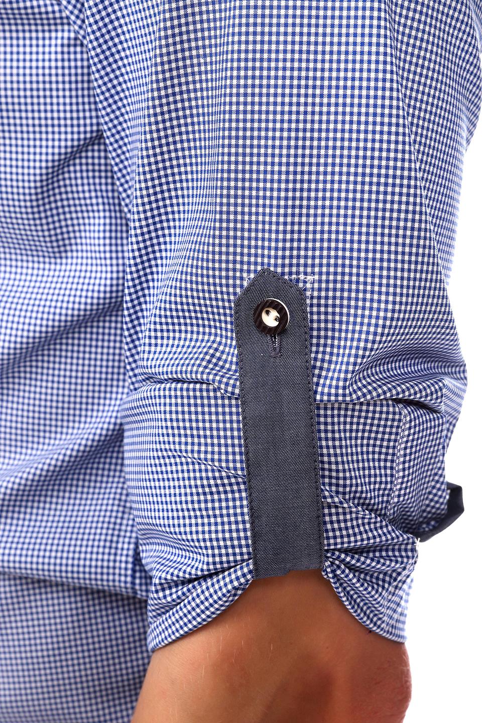 Рубашка Olymp с вышивкой синяя