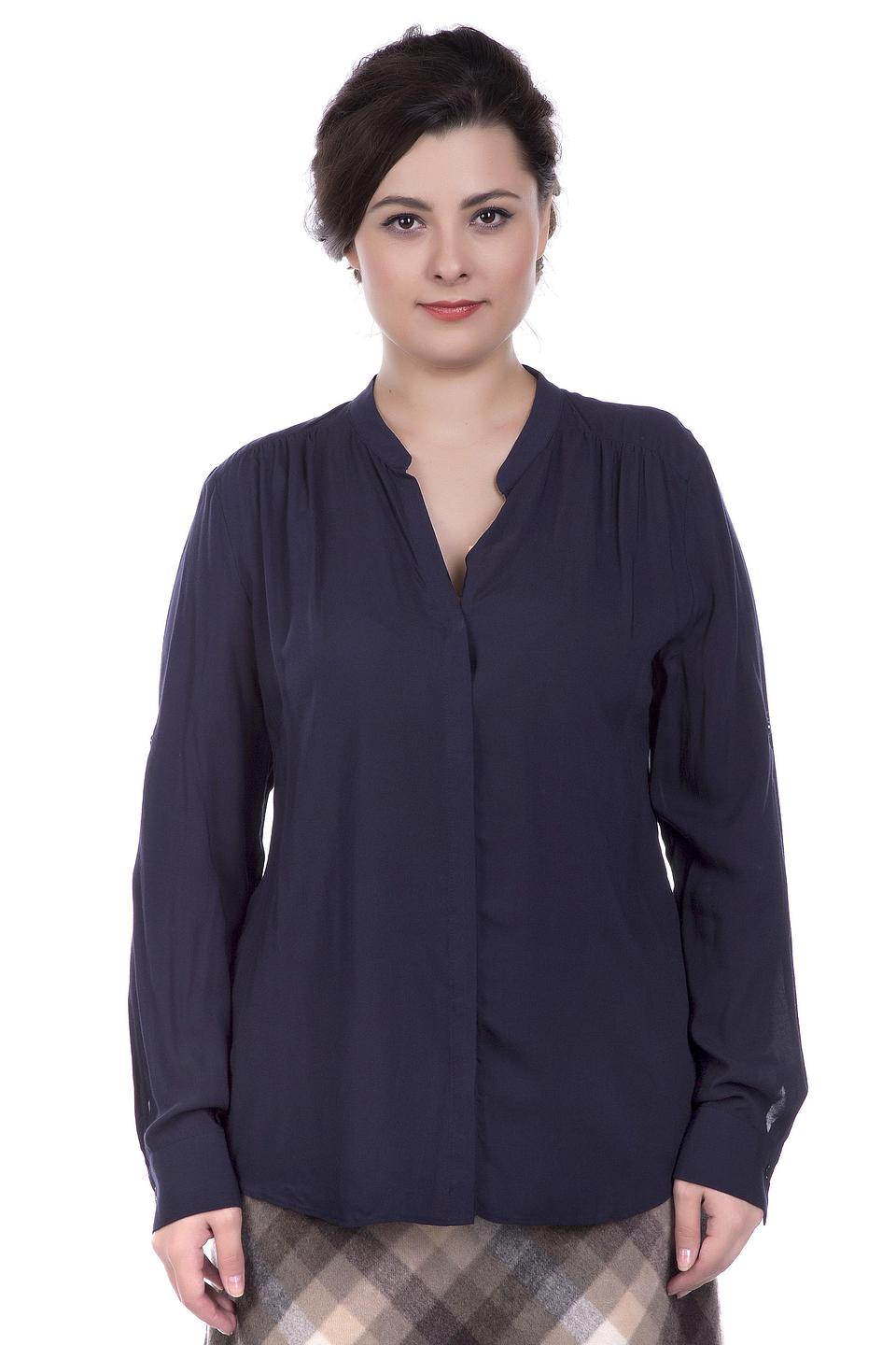 Блуза Taifun синяя с отворотными рукавами на пуговицах