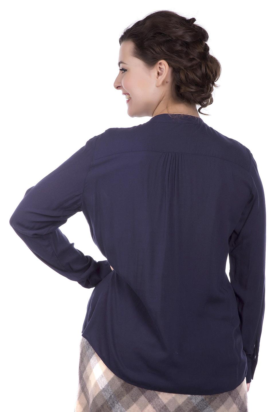 Блуза Taifun синяя с отворотными рукавами на пуговицах