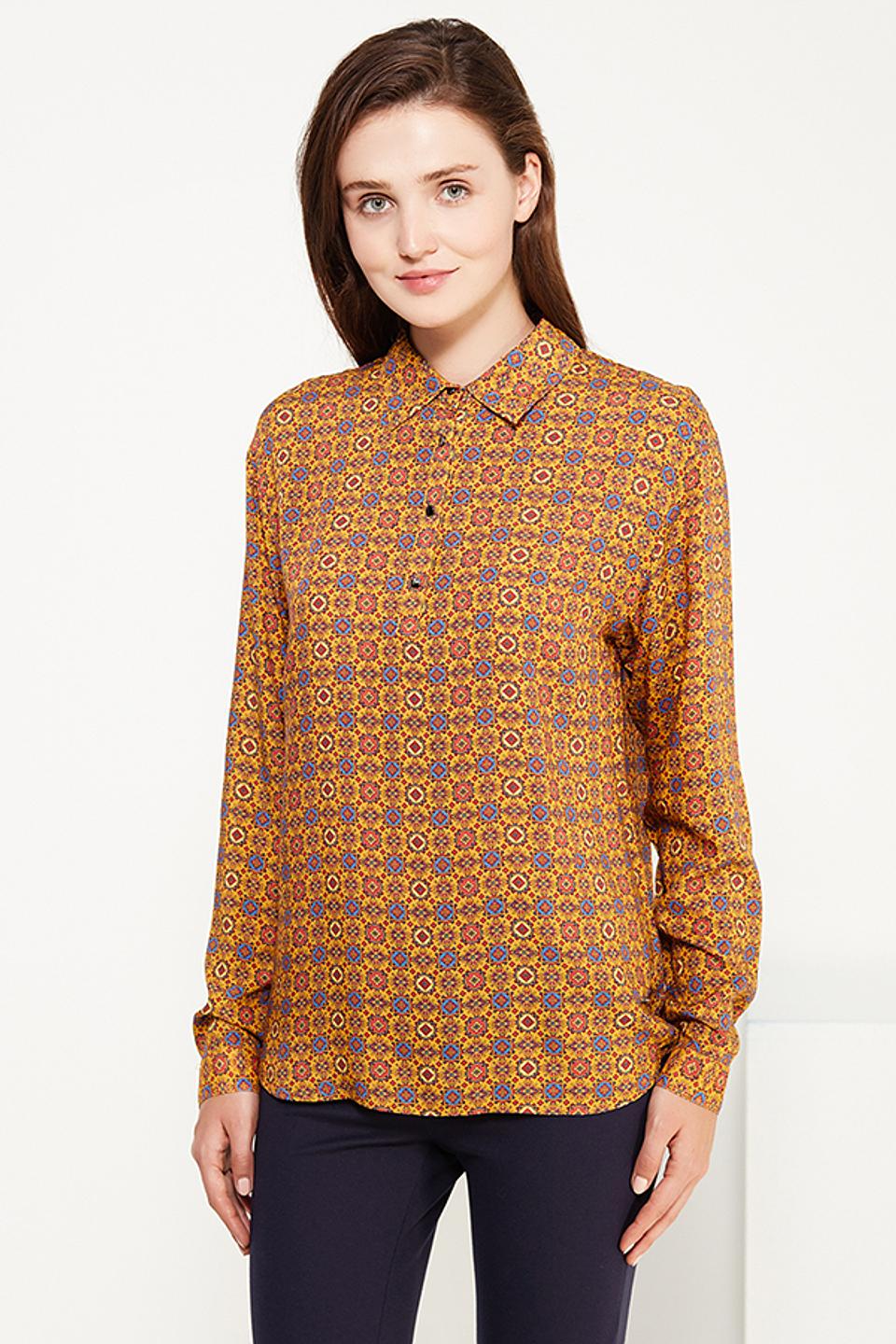Блуза Finn Flare с принтом, горчичный