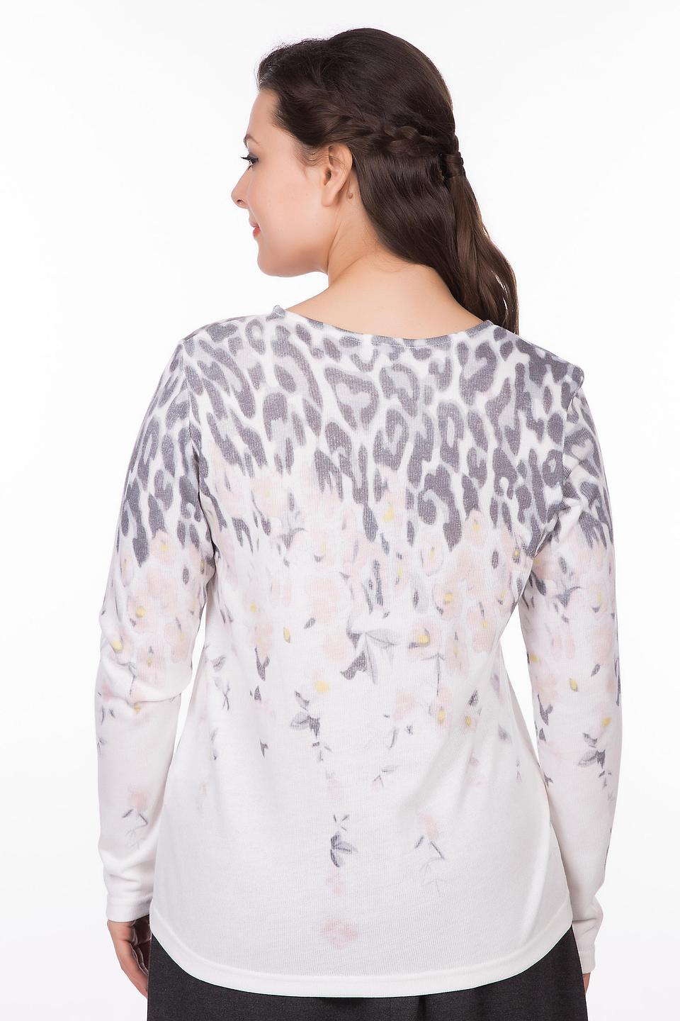 Блуза Erfo белая с анималистичным принтом, цветами и стразами