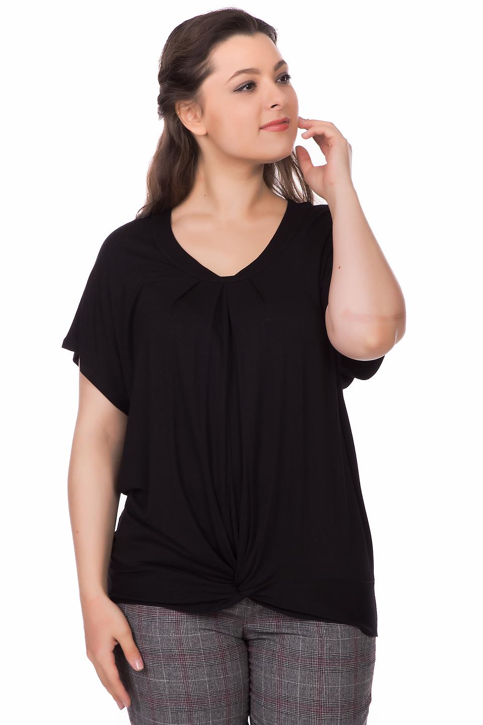 Блуза Via Appia чёрная с декоративным узлом и складками