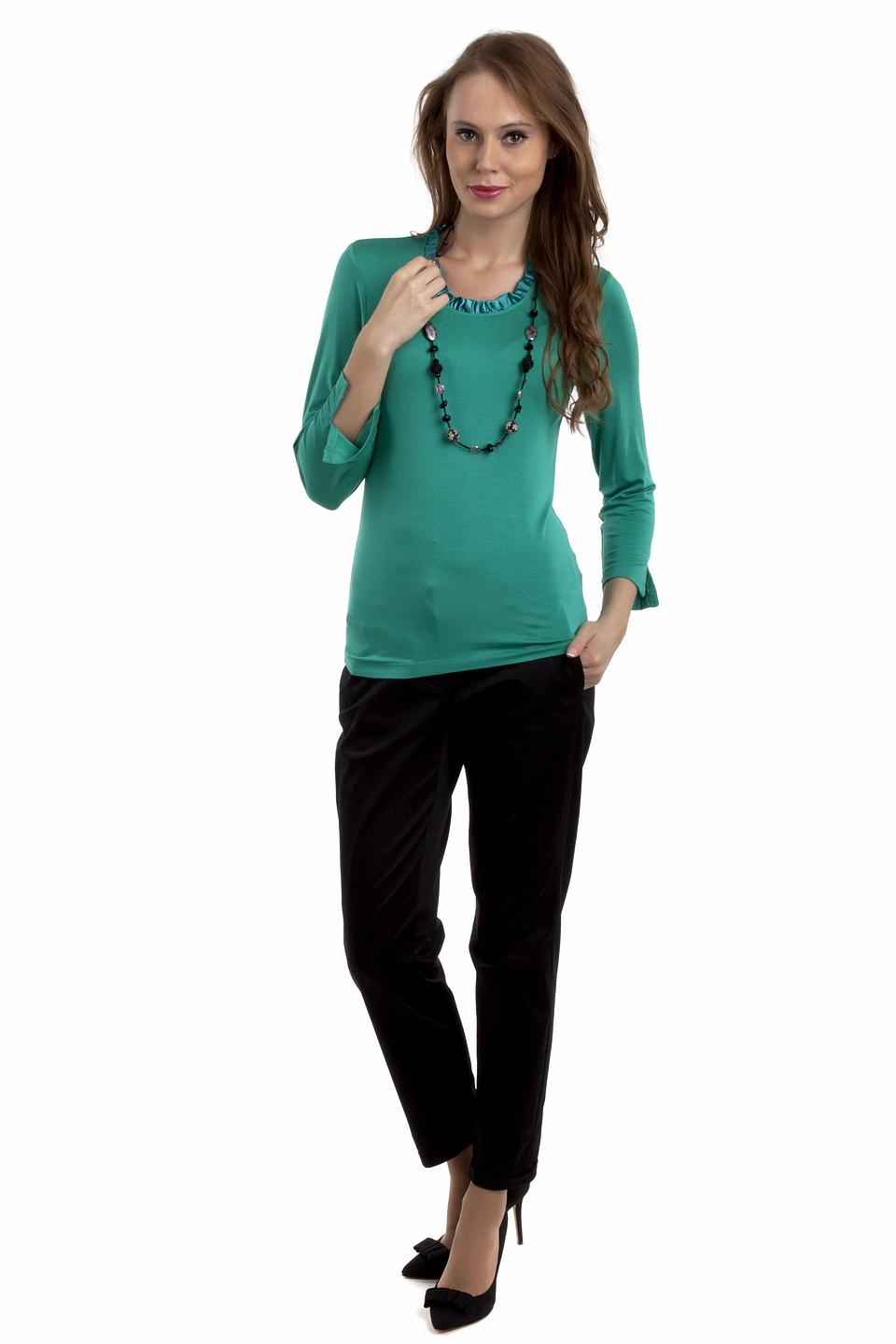 Блуза Pezzo с воротником-рюшью изумрудная