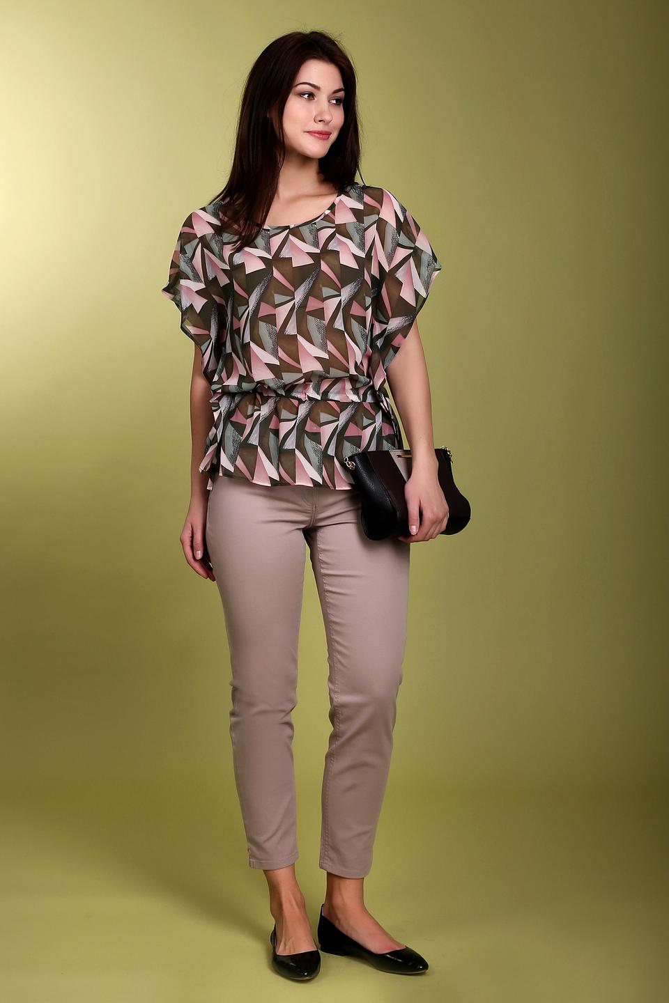 Блуза Taifun Разноцветная с геометрическим принтом и кулиской