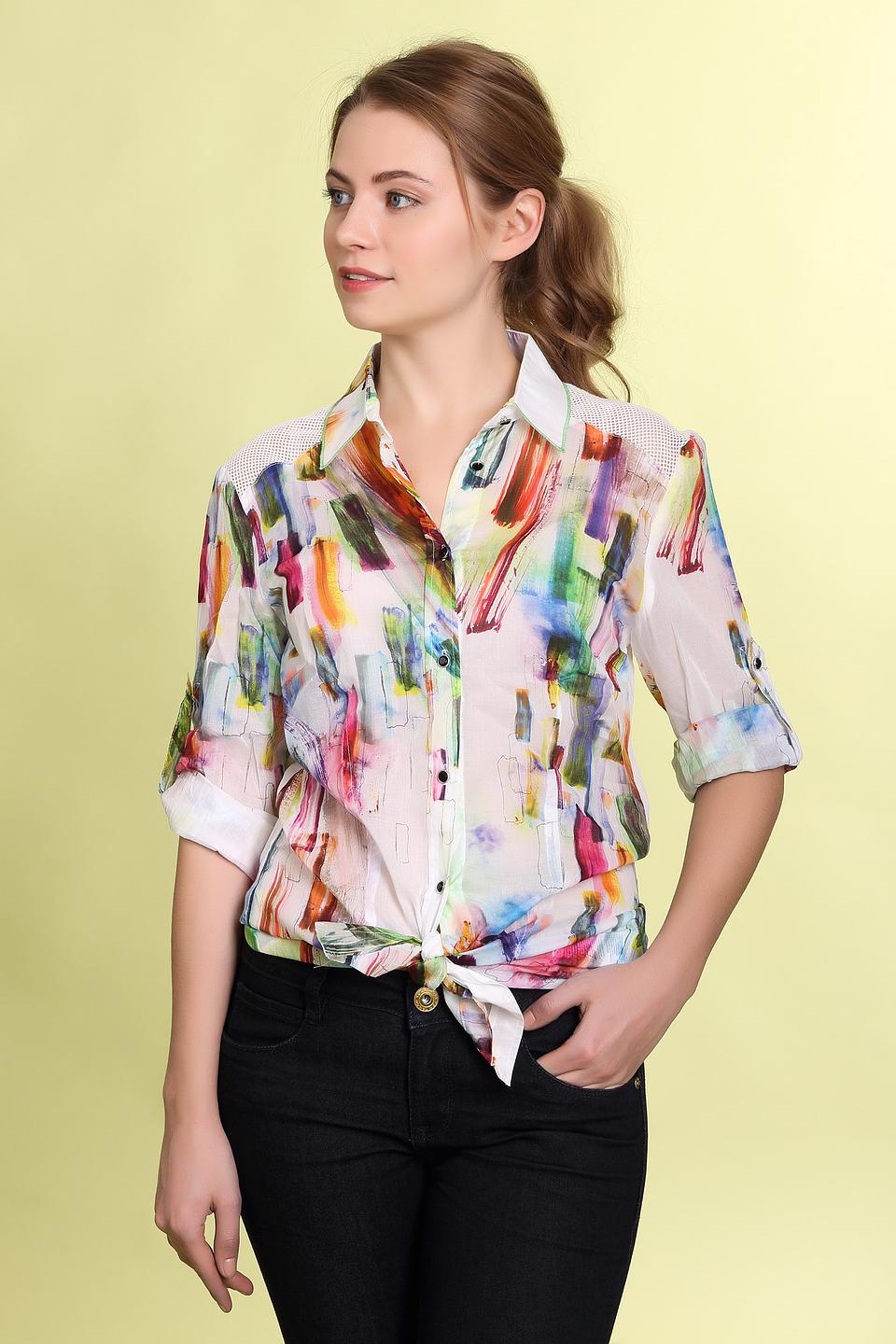 Блуза Apanage белая с красочным принтом