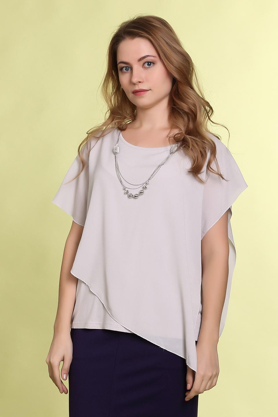 Блуза Pezzo женская, светло-бежевая, с бусами