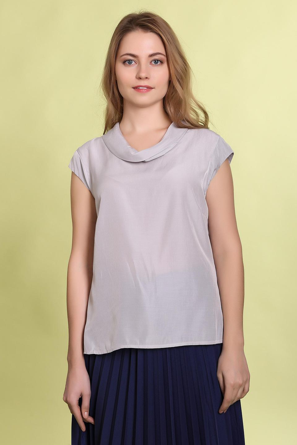 Блуза Pezzo с воротником-стойкой светло-серая