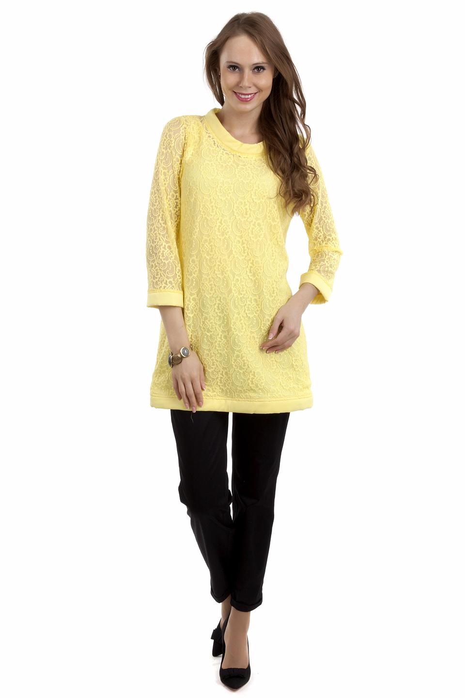 Блуза Precious женская кружевная жёлтая
