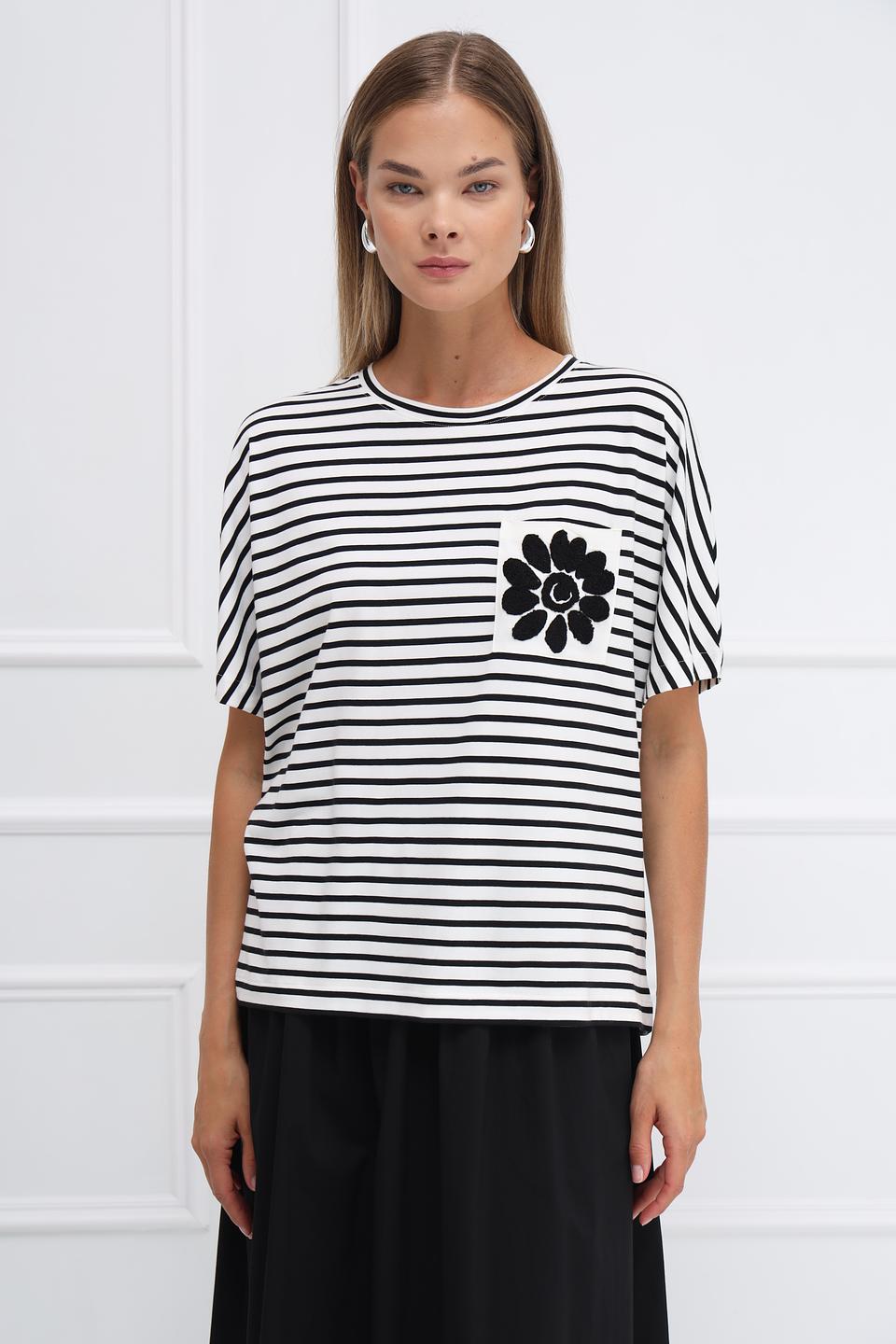 Футболка Oui в полоску с цветком