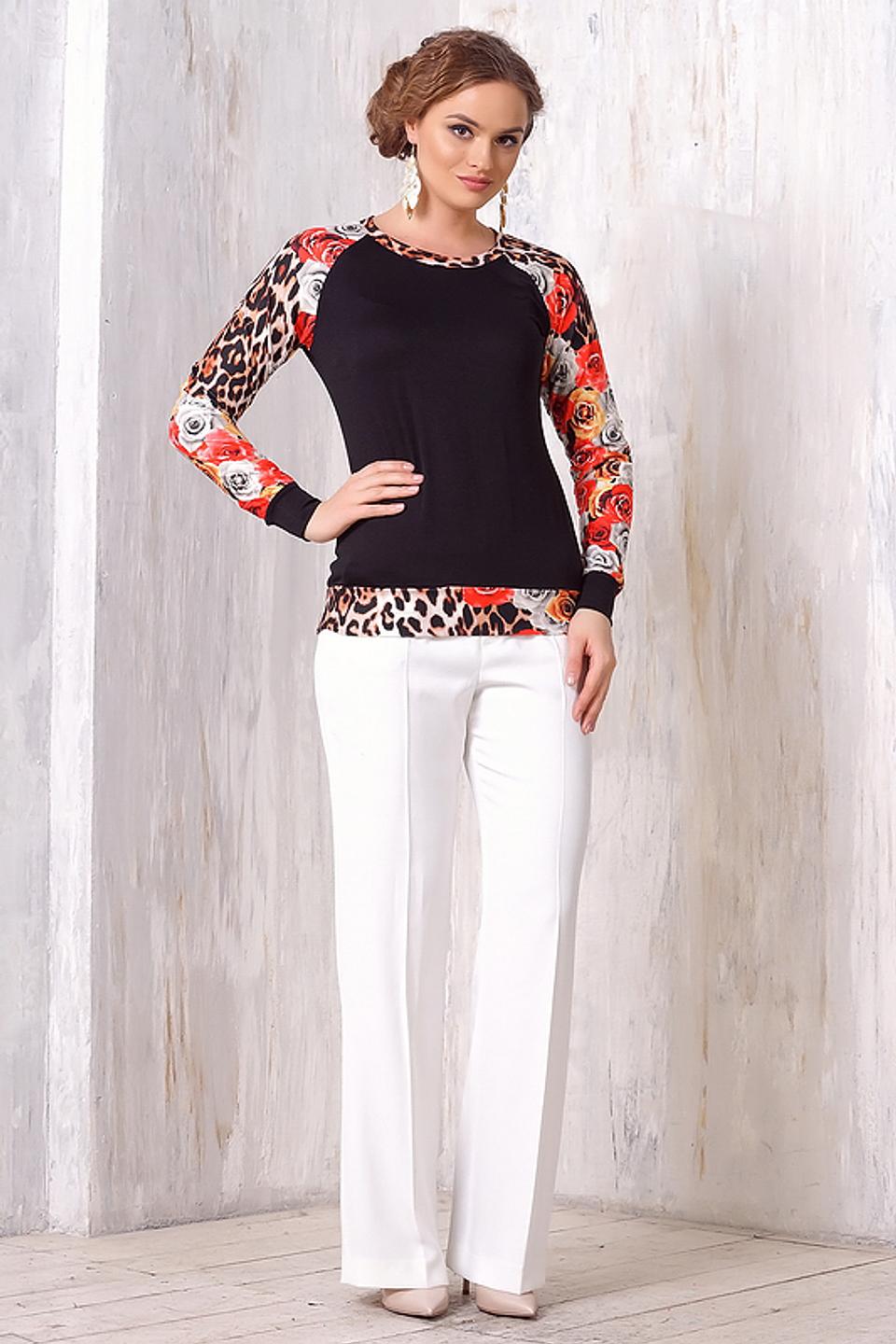 Блуза VAY с леопардовыми рукавами