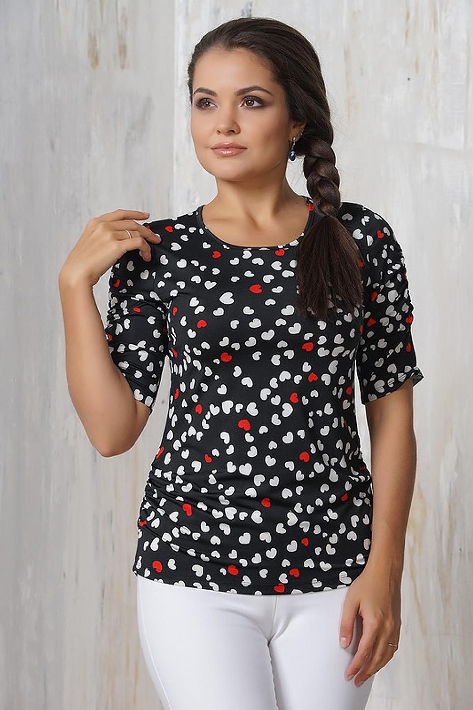 Блуза VAY с сердечками чёрная