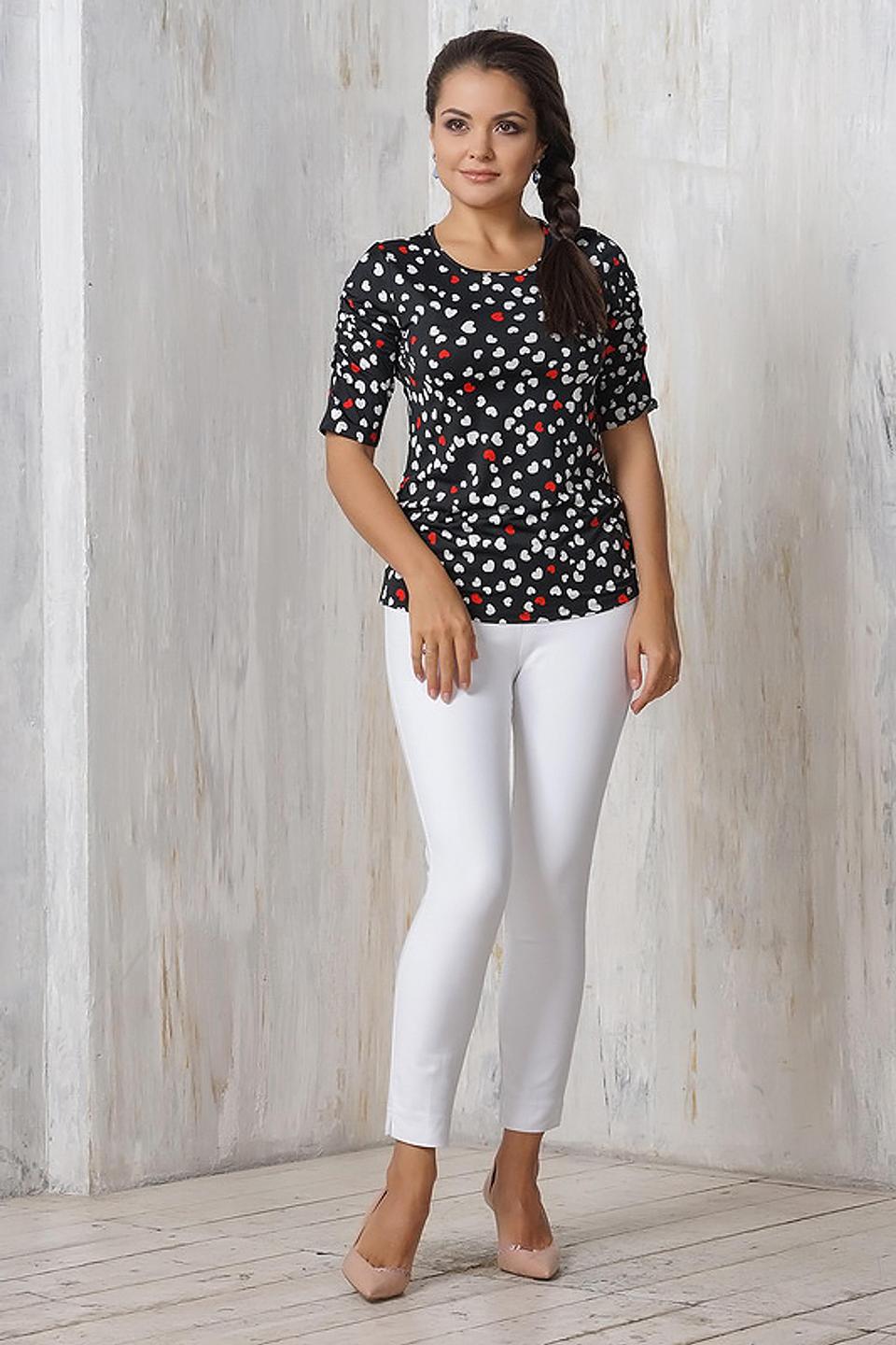 Блуза VAY с сердечками чёрная