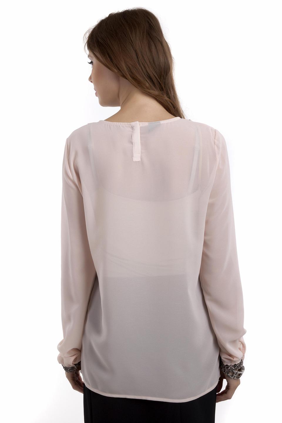 Блуза Locust розовая с декором на воротнике и манжетах