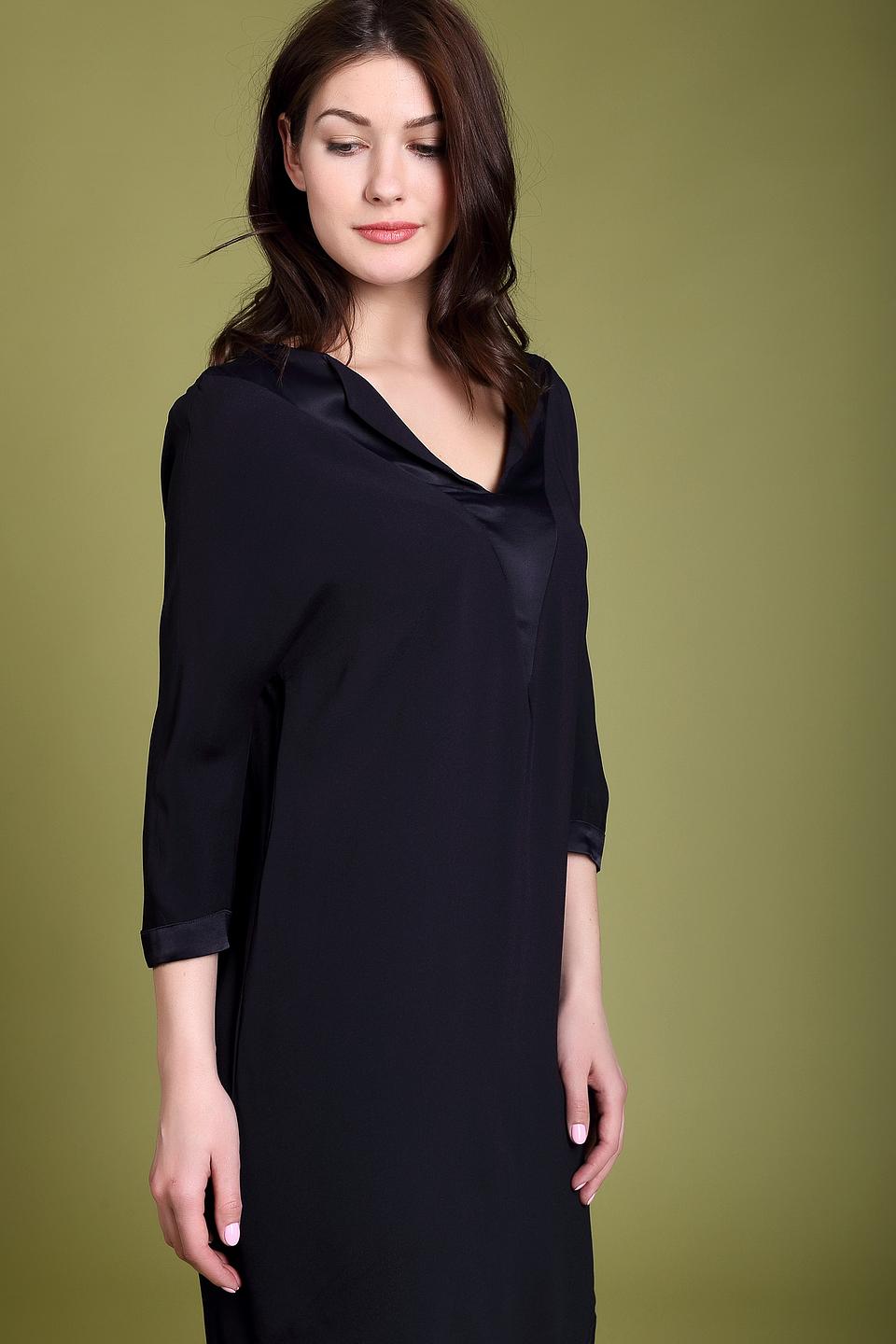 Платье Comma чёрное с атласными деталями