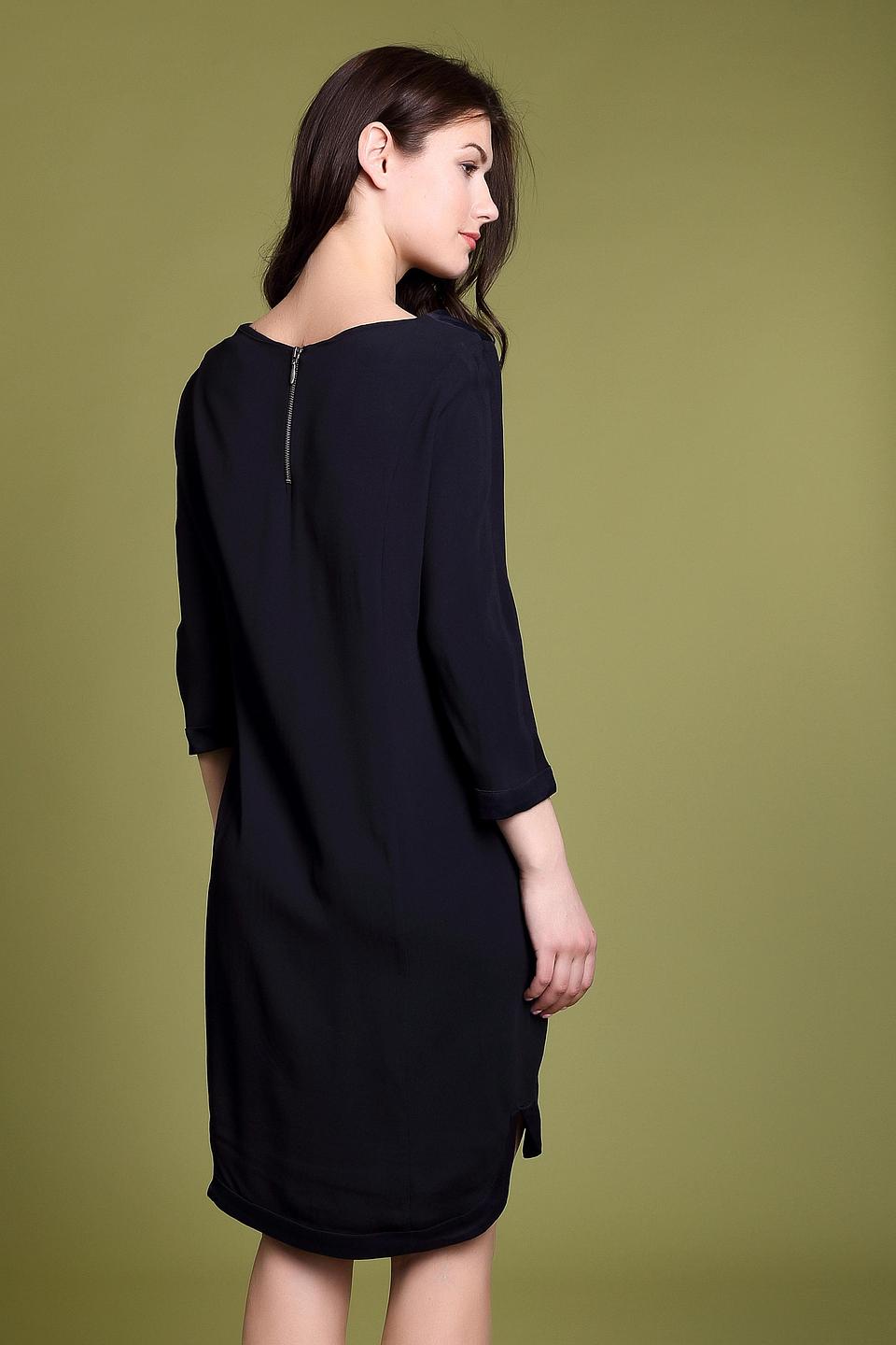 Платье Comma чёрное с атласными деталями