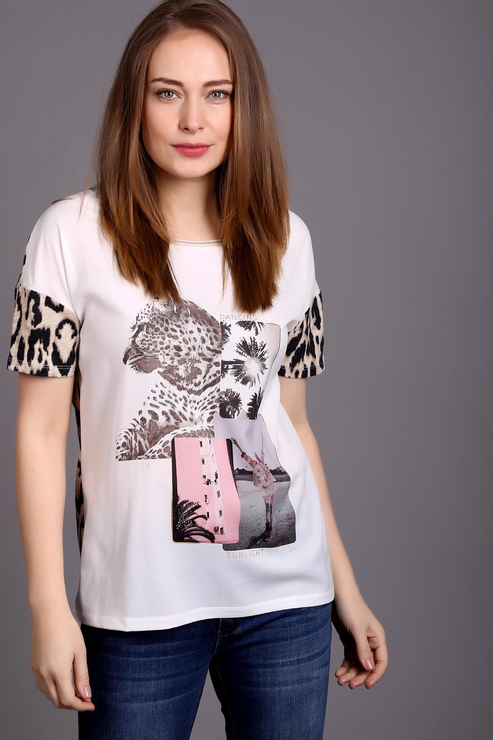 Блуза Oui с леопардовыми рукавами