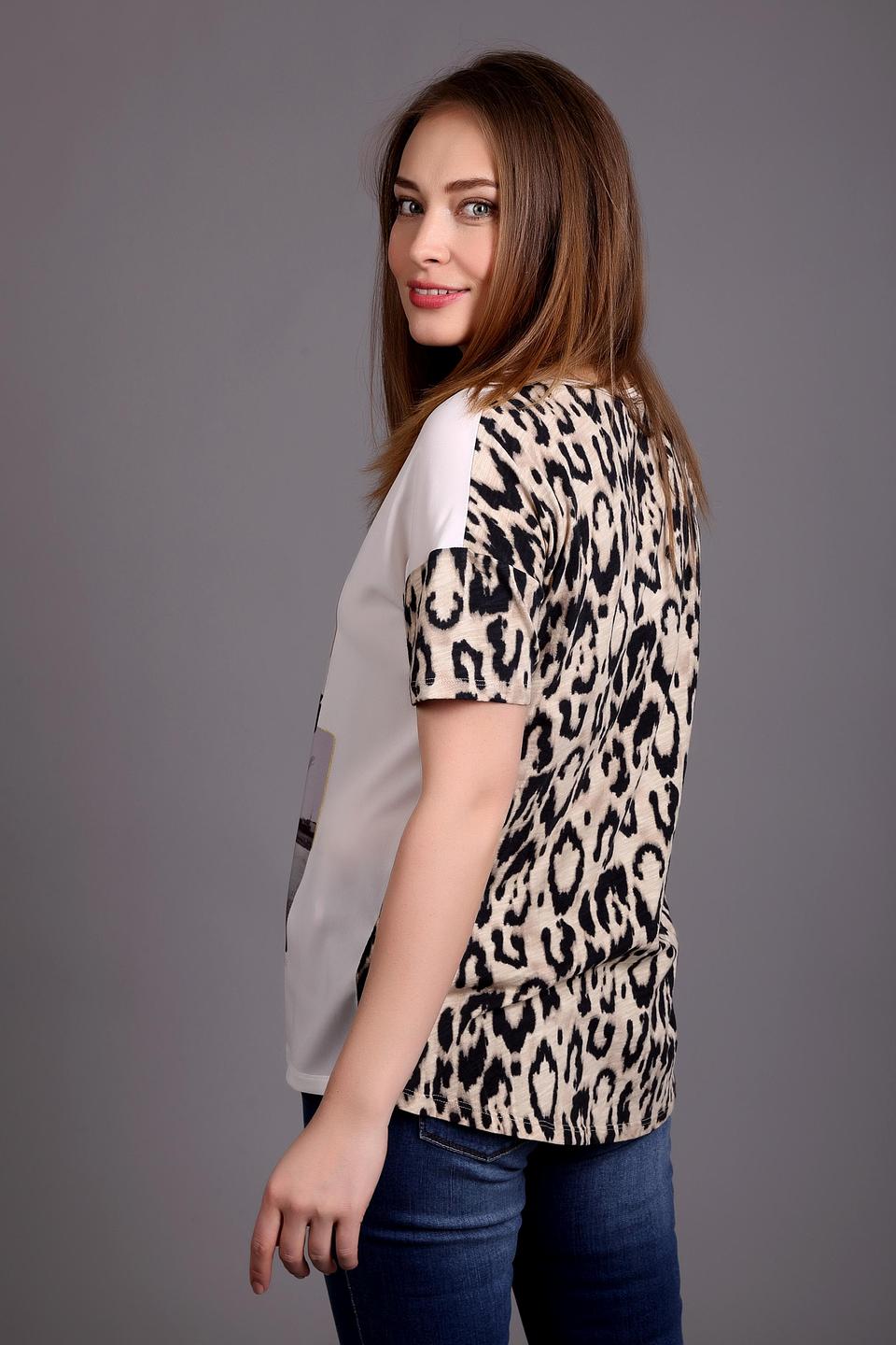 Блуза Oui с леопардовыми рукавами