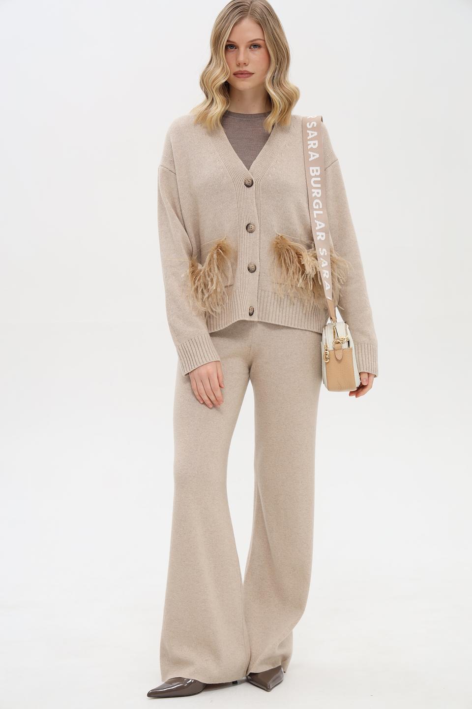 Кардиган Shade жен. с бахромой бежевый