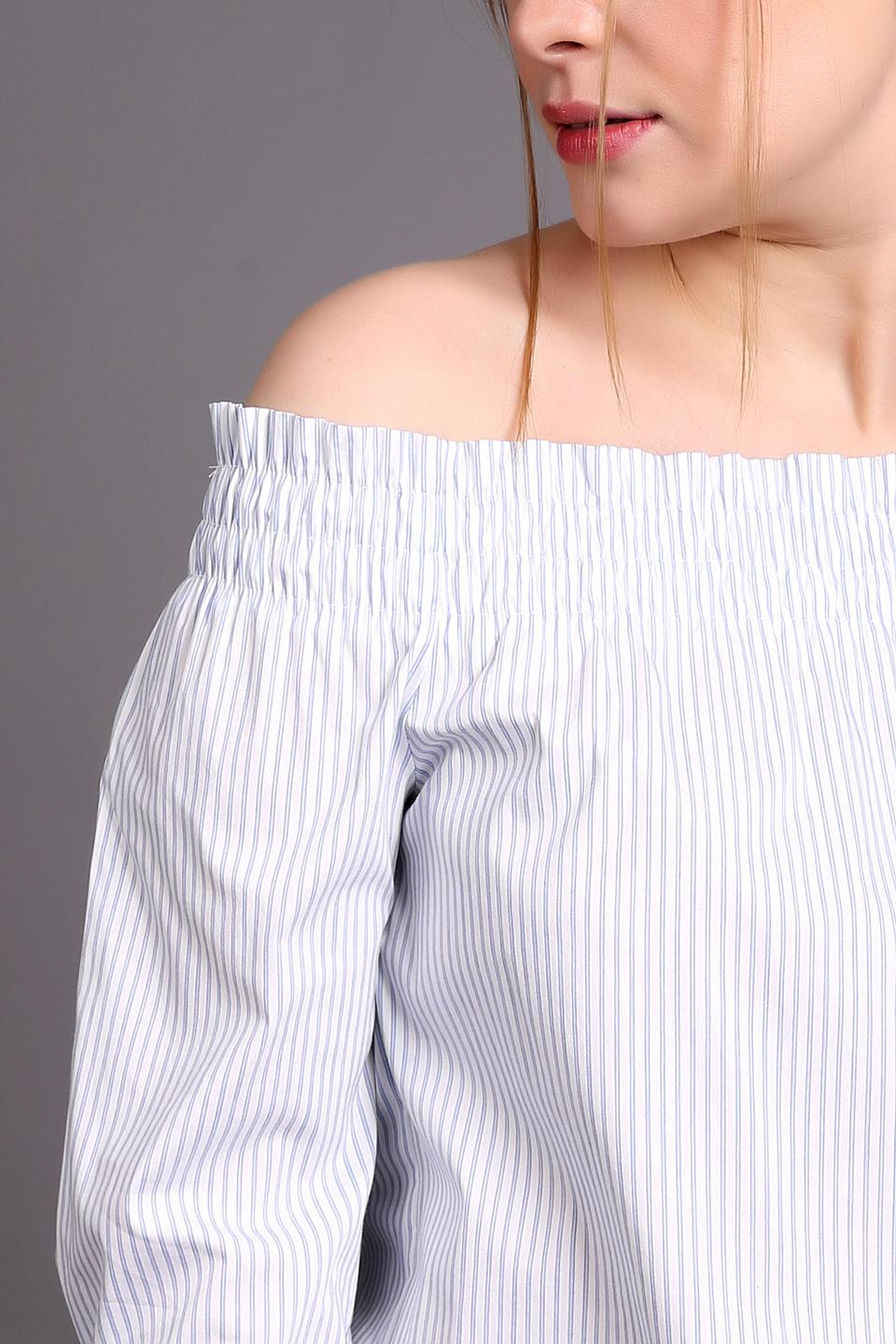 Блуза Cinque в полоску с открытыми плечами