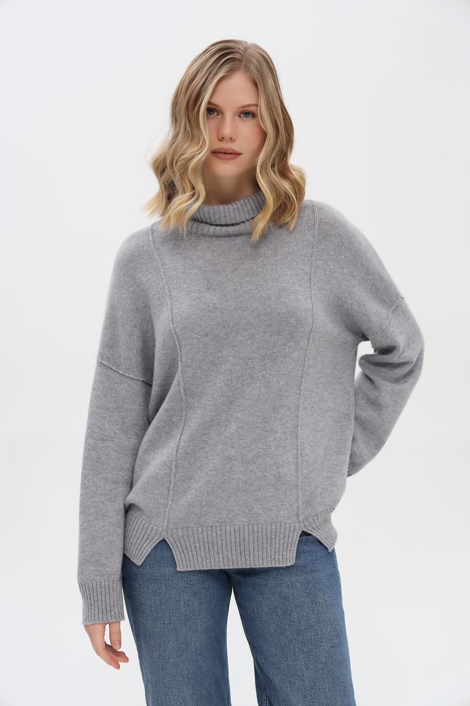 Пуловер Just Valeri серый с разрезами