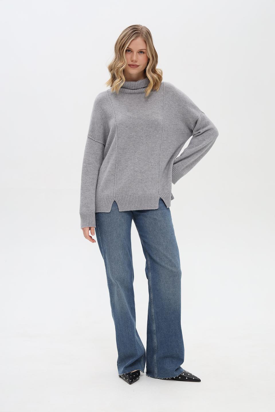 Пуловер Just Valeri серый с разрезами