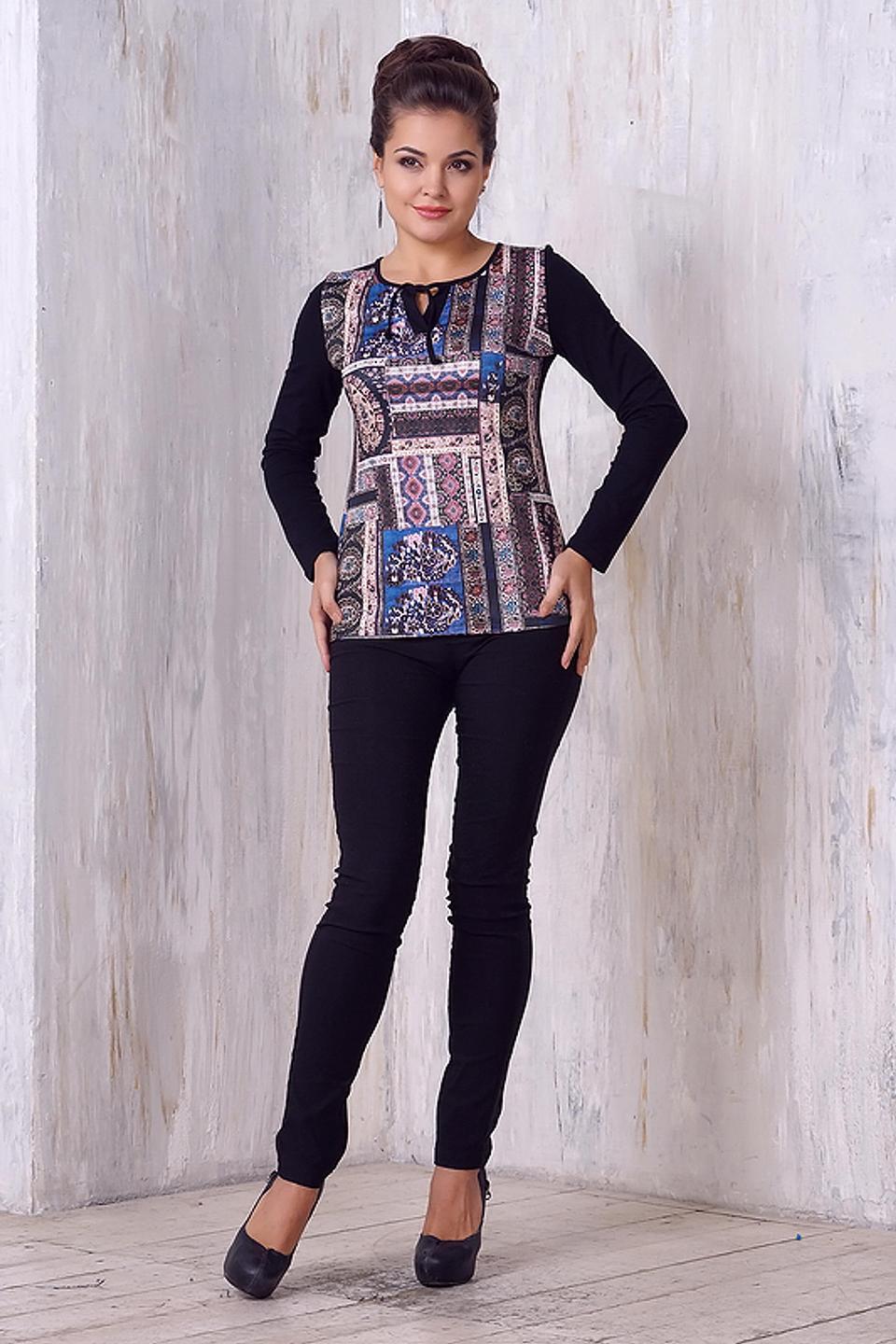 Блуза VAY комбинированная с длинным рукавом