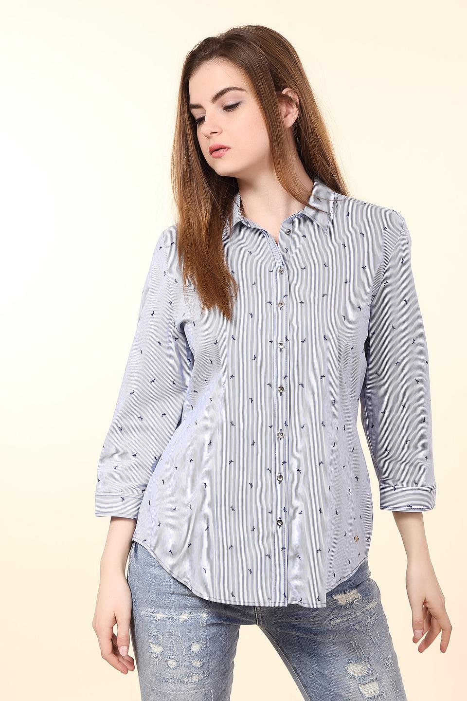 Блуза Erfo в полоску с принтом