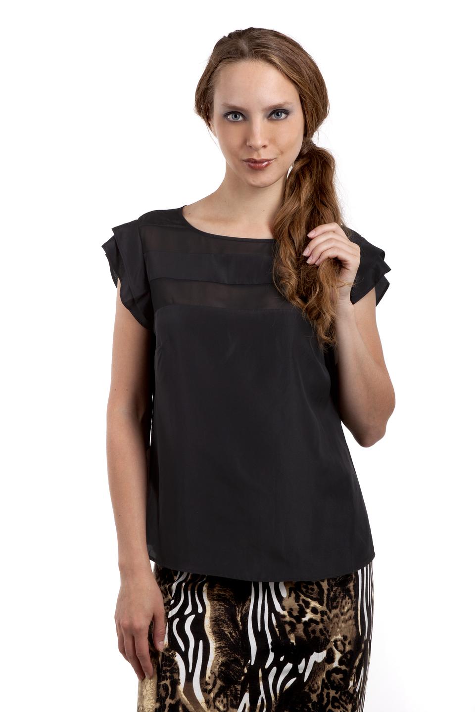 Блуза Pezzo с воланами чёрная