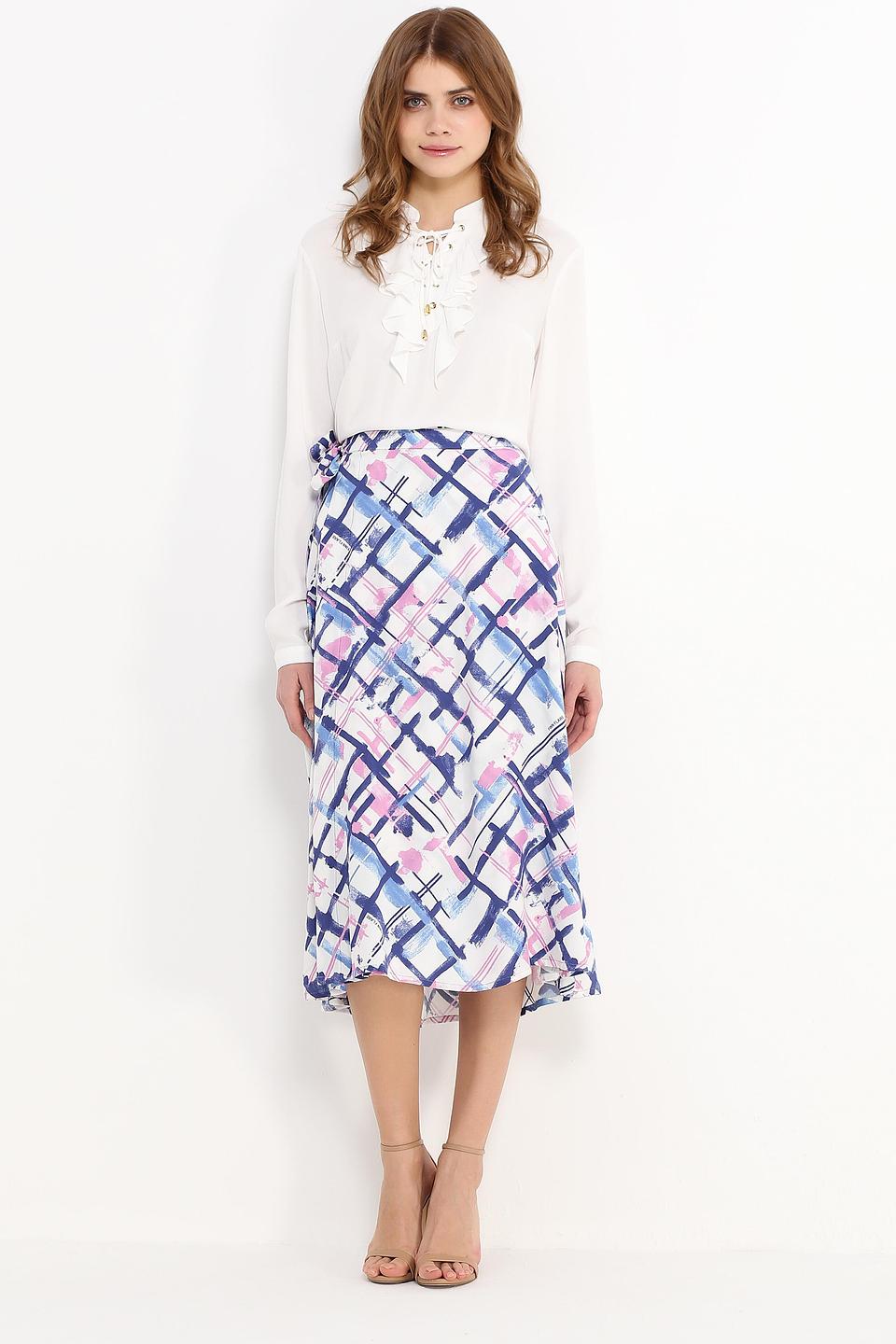 Блуза FINN FLARE белая с жабо на шнуровке