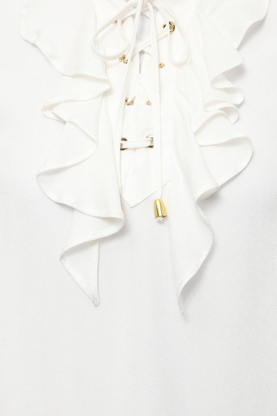 Блуза FINN FLARE белая с жабо на шнуровке