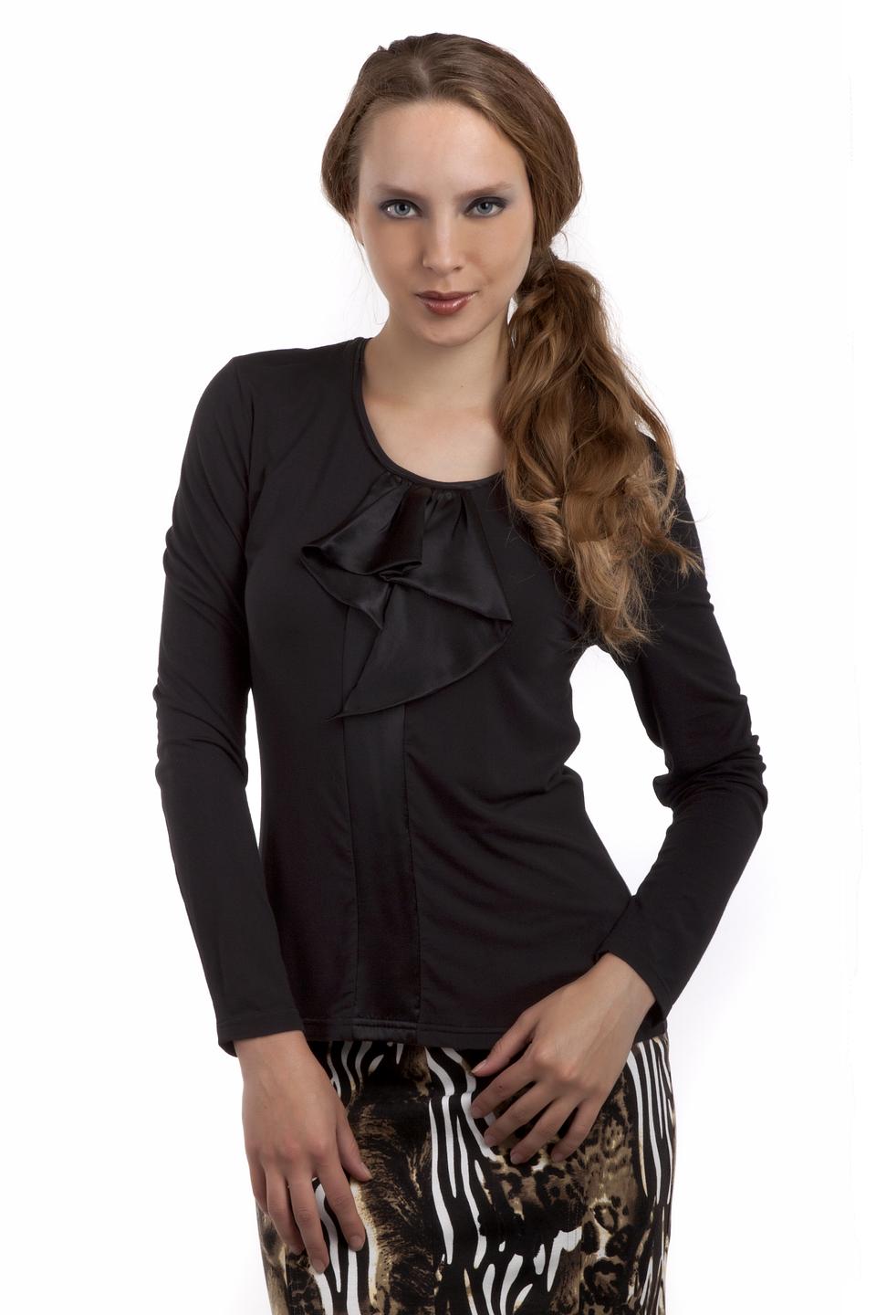 Блуза Pezzo с рюшами черная