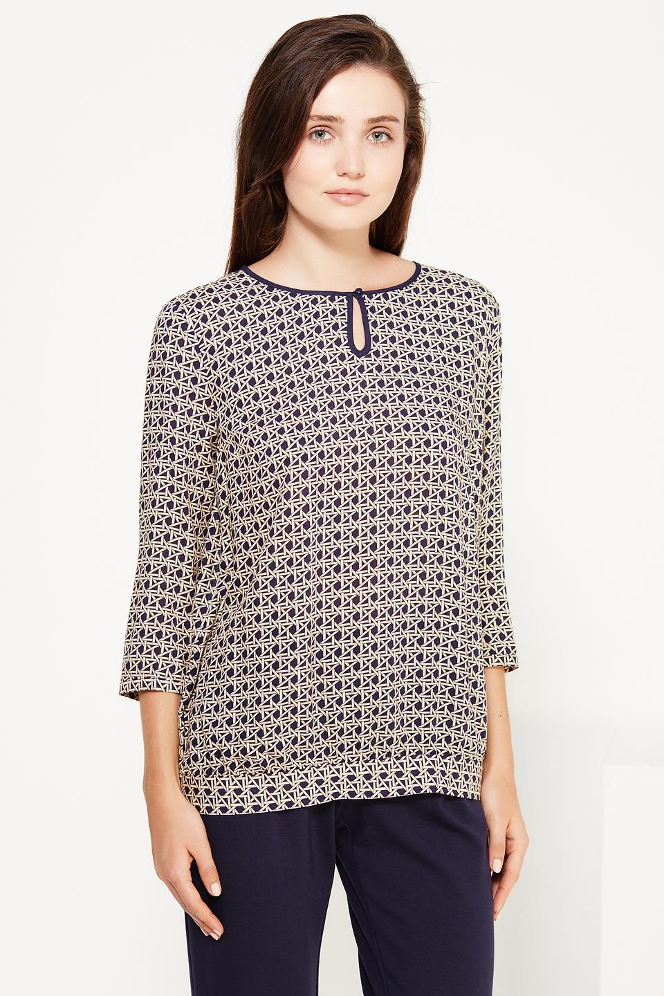 Блуза FINN FLARE с принтом, синяя