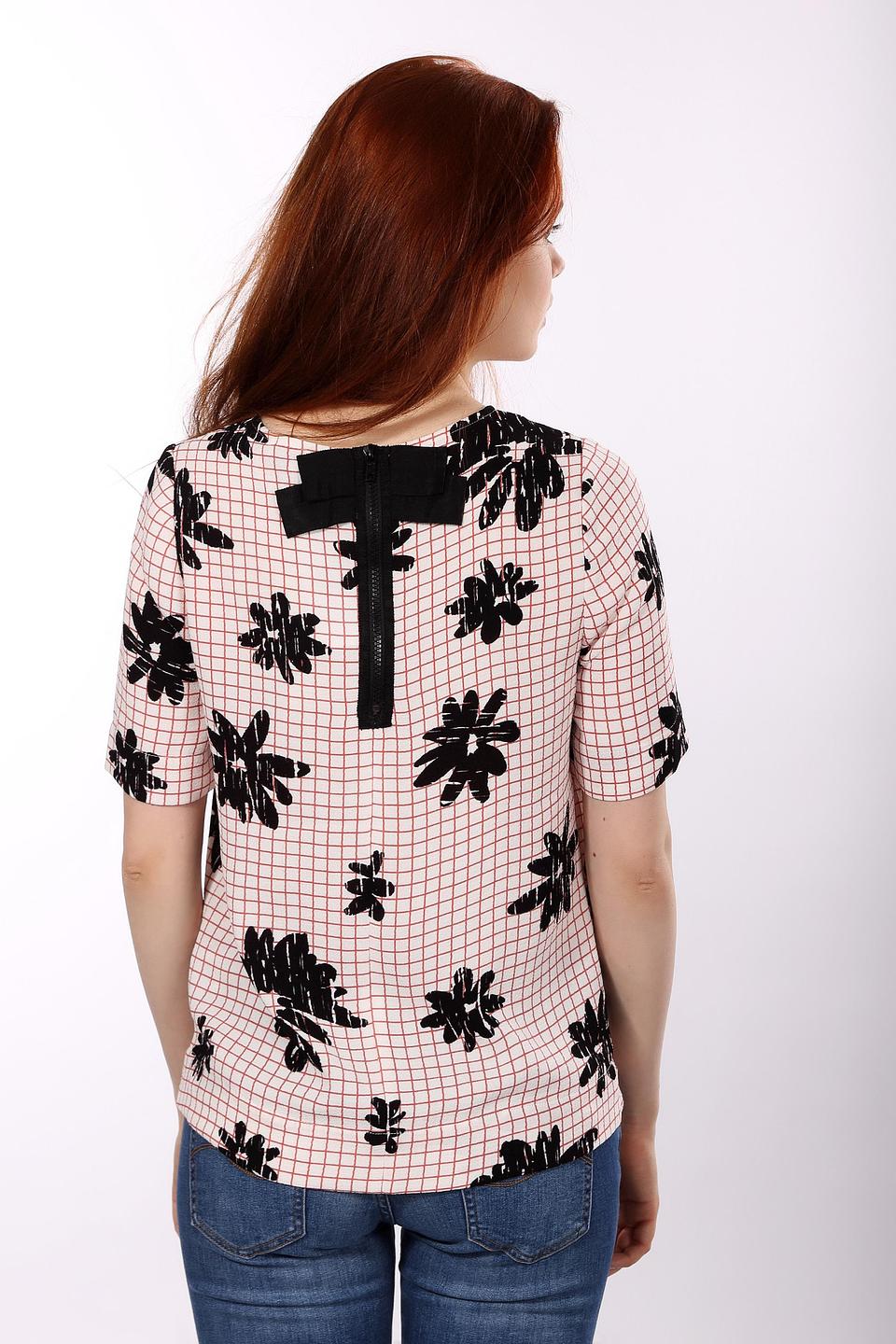 Блуза Essentiel в клетку с чёрными цветами