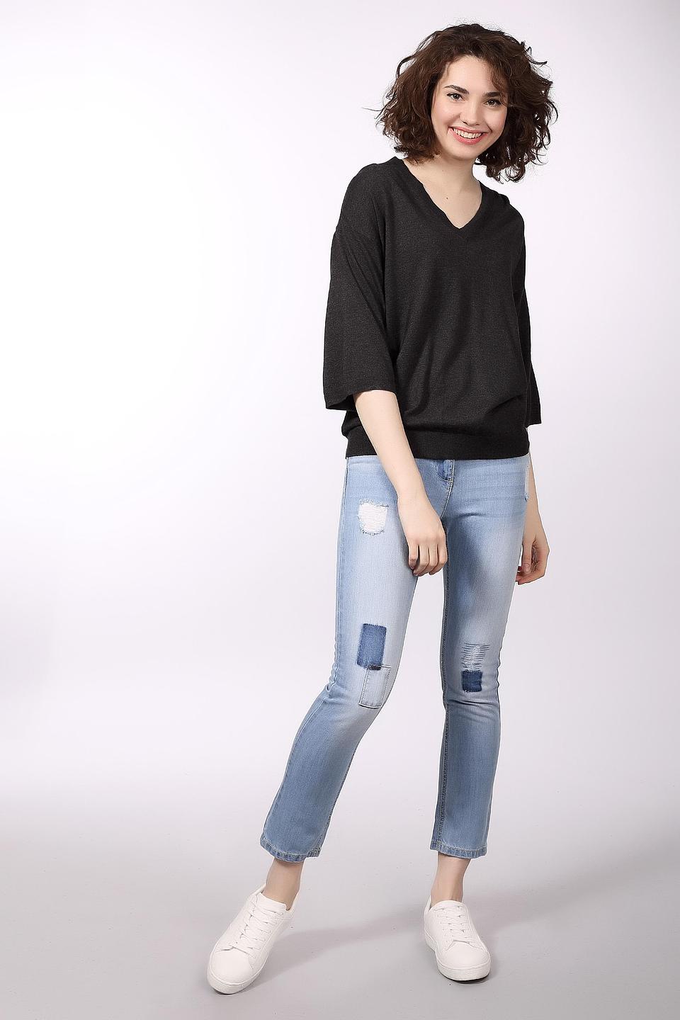 Пуловер Tom Tailor V-образный чёрный